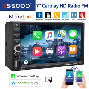 7" Apple CarPlay/Android Auto Double 2 DIN Car Stereo Radio Head Unit USB AUX FM - Picture 1 of 14