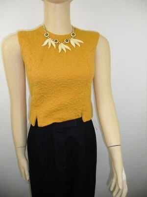 Винтажный золотой оранжевый укороченный без рукавов текстурированный Pucker трикотажа 40-х/50-х Топ XS/S - Изображение 1 из 4