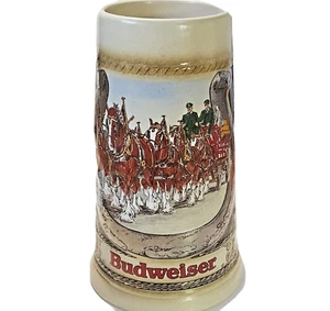 1986 Budweiser Horseshoe Stein Staffel Stoneware West Germany 6 3/4" Tall CS68 - Picture 1 of 7