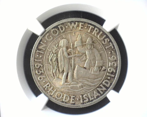 1936 RHODE ISLAND 50¢ NGC AU 58 Cover