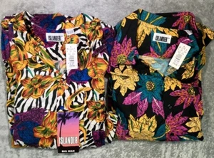 Vintage Islander Men’s 3XL Hawaiian Shirt Lot Of 2 Loud Fish Floral Print - Picture 1 of 9