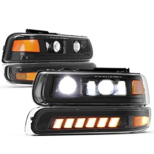 Fits 1999-2002 Chevy Silverado Suburban DOT LED Projector Headlights Left&Right - Foto 1 di 7