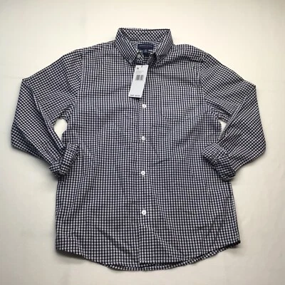French Toast Shirt Boys Dressy Button Long Sleeve Size 14 Navy Blue Checkered - Image 1 of 4