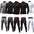 Mens Compression Outfit Mock Neck Shirt Athletic Fitness Gym Sport Suit Cool Dry