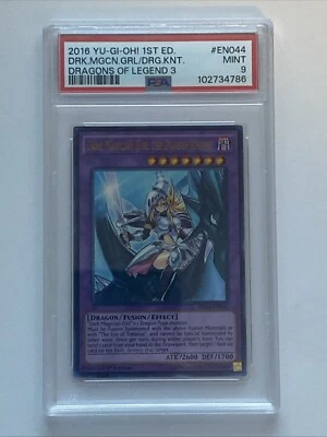 PSA 9 Yugioh Dark Magician Girl The Dragon Knight DRL3-EN044 1st Edition 2016 - Image 1 of 2