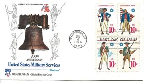 US Scott #1565-68, First Day Cover 7/4/75 Washington Block Military - Picture 1 of 1