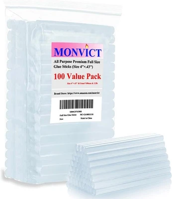  Hot клей палочки, упаковка из 100 (2,2 фунта) 4 «длиной 0,43» диаметр полноразмерный горячий клей  - Изображение 1 из 4