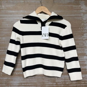 Zara Kids NWT Collared Striped Sweater Preppy Casual Basic Kids 8-9 - Picture 1 of 6