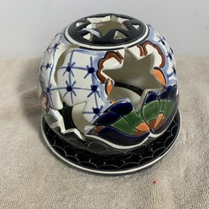 Handbemalter mexikanischer Talavera Teelicht/Kerzenhalter - Bild 1 von 2