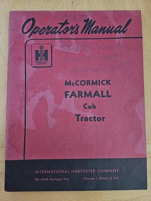 International Harvester McCormick Farmall Cub Tractor Operator's Manual 1954 Foto 1 de 3