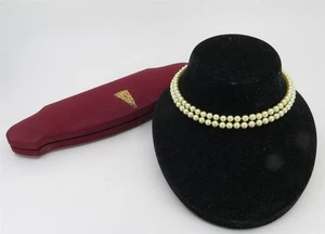 Estate Double Strand Pearl Necklace by Lotus 9k Clasp in Original Box approx 5mm - Picture 1 of 6