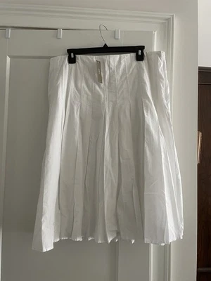 JCrew White Pleated Skirt Size 16 NWT 100% Cotton - Image 1 of 4