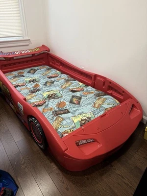 Carros Lightning Mcqueen cama infantil móveis tamanho duplo carro de corrida baixo cofre  - Imagem 1 de 4