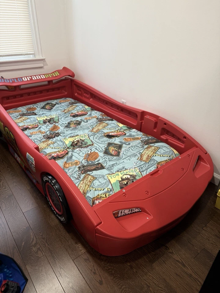 Coches Lightning Mcqueen Cama Infantil Niños Muebles Tamaño Doble Coche de Carreras Bajo Seguro  Foto 1 de 4