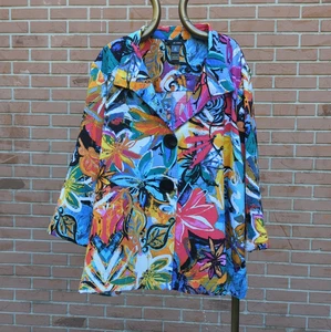 Ali Miles Jacket 3X NWT Artisanal Abstract Floral Button Front Statement Topper - Picture 1 of 12