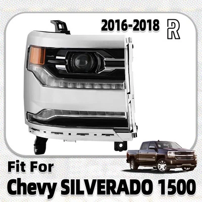 Full LED Headlight For 2016-2018 Chevy Silverado 1500 w/ Chrome Bezel Right Side - Image 1 of 4