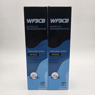 WF3CB Water Ice Refrigerator Filter 2 Pack Pure Source 3 AP4567491 PS3412266 New - Image 1 of 3