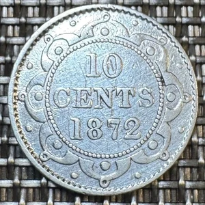 TRÈS RARE 10 CENTS 1872 H NEWFOUNDLAND. TERRE NEUVE. (1330) CANADA - Picture 1 of 2