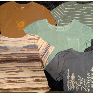 Grunge Boho Relaxed Women's Size L T-shirt Bundle (5) Hippie Casual Summer - Picture 1 of 5