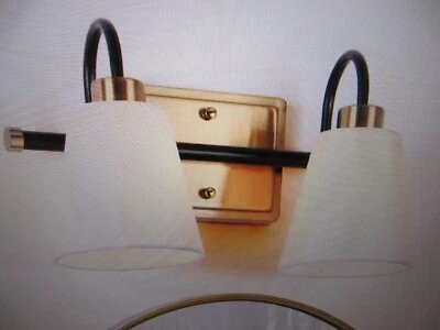 LNC Modern Classic 14 pulgadas Luz de tocador de latón y negro enchapado con 2 luces Foto 1 de 4