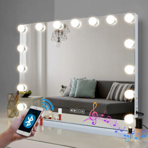 FENCHILIN Hollywood Spiegel mit 15-LED Beleuchtung Bluetooth Wand Schminkspiegel