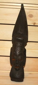 Vintage Volkskunst Handschnitzerei Holz Stamm Wandbehang Maske - Bild 1 von 7