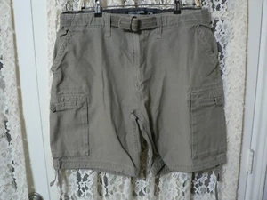 *COUNTER CULTURE MEN 36 (36x10) KHAKI CARGO SHORTS-BELT-TIE CUFFS-8 POCKET-EUC - Picture 1 of 12