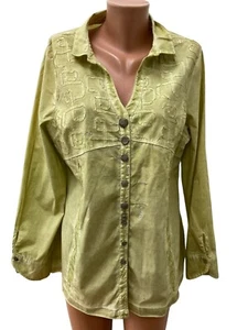 Bottega - Elisa Cavalletti Size L / XL Green - Yellow Blouse Shirt Top Tunic - Picture 1 of 9