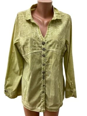 BOTTEGA - ELISA CAVALETTI Talla L / XL Verde - Amarillo Blusa Camisa Top Túnica Foto 1 de 4
