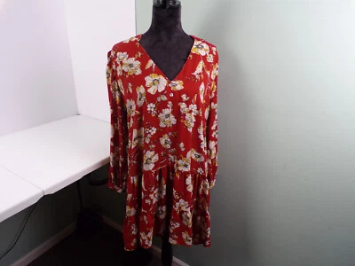EMMA and MICHELE Womens Lg Floral Rust Long Balloon Sleeve Tiered Dress - Image 1 of 4