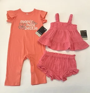 Baby Girl Clothes 6 Months Romper Shorts Tank 2 PC Set Cute Outfit New - Picture 1 of 3