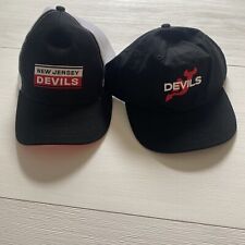 2x New Jersey Devils Adjustable Hats Snap Clasp One Size Fits All Black NHL