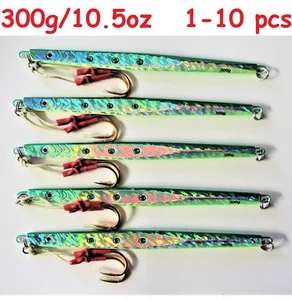 1-10 piezas 300g / 10.5oz verde vertical velocidad mariposa jigs agua salada señuelos de pescado - Imagen 1 de 7