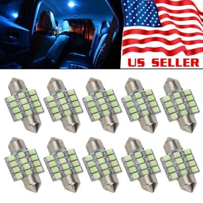 10x Ice Blue Interior Dome Lights 31mm Festoon DE3175 3022 Lamps for Jeep — 第 1/4 张图片