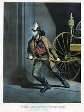 4609.the american fireman.pulling fire engine.POSTER.decor Home Office art