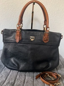 Bolso bidireccional MCM Visetos de cuero en relieve negro/marrón - Imagen 1 de 7