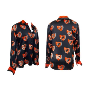 Vtg Vintage 1980s 80s Designer Primo Escada Silk Novelty Heart Print Blouse - Picture 1 of 7