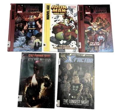 Marvel Graphic Novel Set 5 Comics Thor Iron Man Shadowland Street Heroes X-Facto Foto 1 de 4