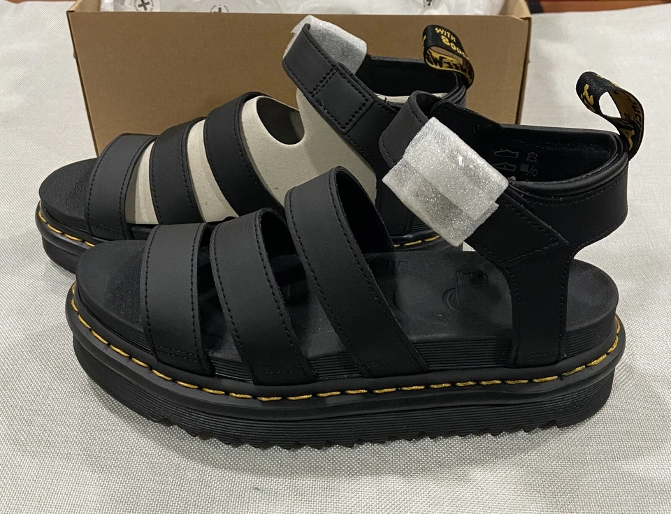 Dr. Martens Womens Blaire Black Platform Sandals Shoes 7 Medium (b M) BHFO 4604
