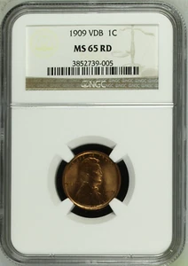 :1909-P VDB 1C LINCOLN CENT NGC MS65RD SHINING RED LOWER POP HIGHEST GRADES - Picture 1 of 2