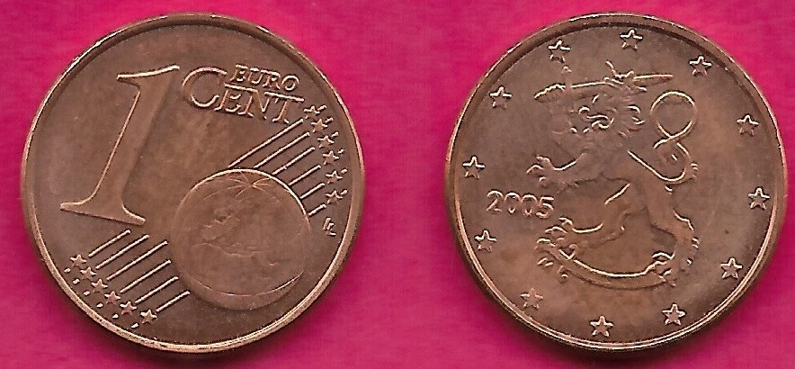 FINLANDIA 1 CENTAVO DE EURO 2005M SIN CIRCULAR YA NO SE ACUÑA, 1er TIPO, EL FINSH HERAL Foto 1 de 1