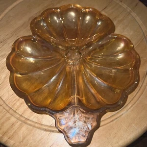 VTG Jeanette Marigold Carnival Glass Divided Relish/Nut/Candy Dish. - Picture 1 of 7