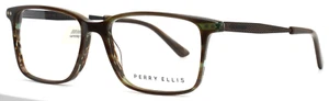 PERRY ELLIS PE379 1 Brown Horn Mens Rectangle Full Rim Eyeglasses 53-16-145 B:38 - Picture 1 of 15
