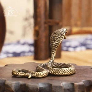 Brass Cobra Snake Animal Figurine Small Statue Table Office Home Decoration Gift - Picture 1 of 13