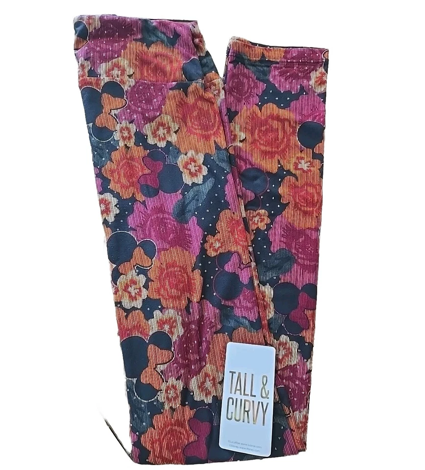 LuLaRoe Disney Minnie Mouse TC Rosa Flor Leggings Negro Naranja Granate Nuevo con Etiquetas Foto 1 de 1