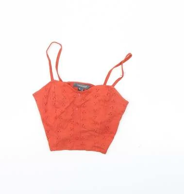 Primark Womens Orange Cotton Blend Cropped Tank Size 4 - Image 1 of 4