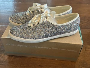 Kate Spade New York Keds Silber Multi Glitzer Schnürschuhe 7 feminine Bänder - Bild 1 von 12