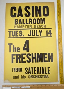 The 4 Freshmen Freddie Sateriale Hampton Beach Casino NH poster 14x22" 1960s - Picture 1 of 2