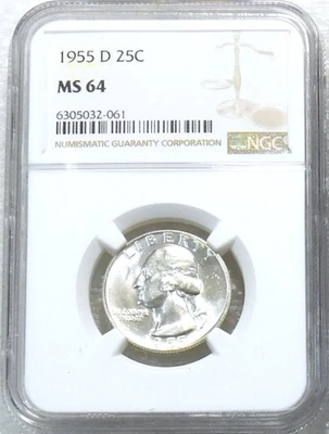1955-D Washington Quarter NGC MS64 Frosty White New Holder #U131 - Image 1 of 2