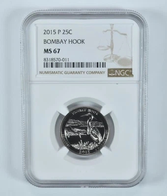 2015-P Washington Quarter Bombay Hook America The Beautiful MS67 NGC *1832 - Image 1 of 4